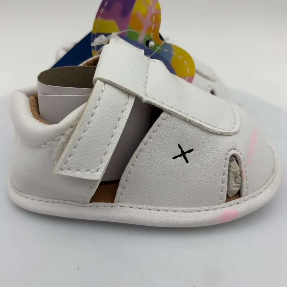 NEW White Baby Fisherman Sandal Shoe Hook Loop Strap Infant Size 1 0-6 Months‎